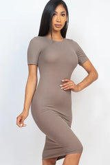 MYA RIBBED MIDI DRESS