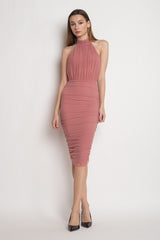 V-CUT SHEER MIDI DRESS